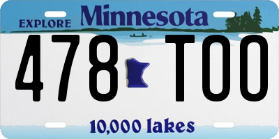 MN license plate 478TOO