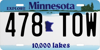 MN license plate 478TOW