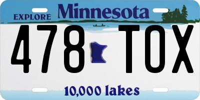 MN license plate 478TOX