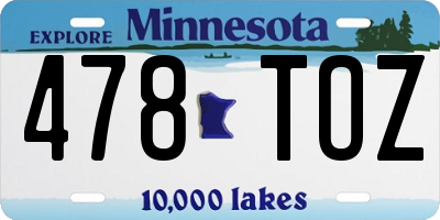 MN license plate 478TOZ