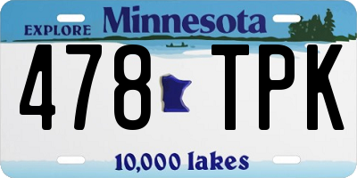 MN license plate 478TPK