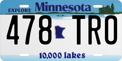 MN license plate 478TRO