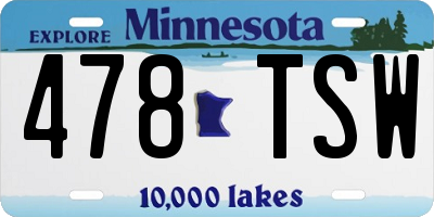 MN license plate 478TSW