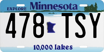 MN license plate 478TSY