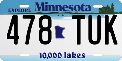 MN license plate 478TUK