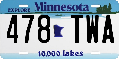 MN license plate 478TWA