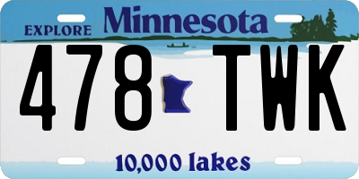 MN license plate 478TWK