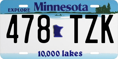 MN license plate 478TZK