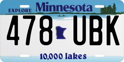 MN license plate 478UBK