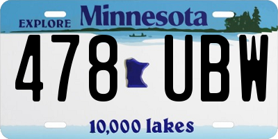 MN license plate 478UBW