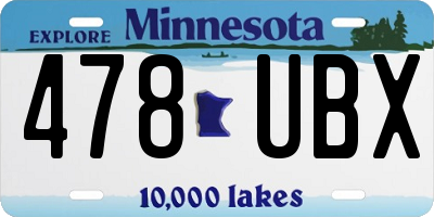 MN license plate 478UBX
