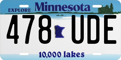 MN license plate 478UDE