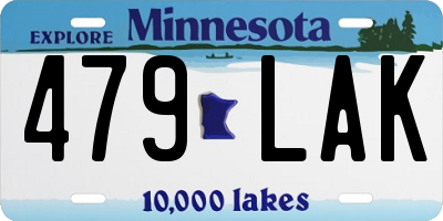 MN license plate 479LAK