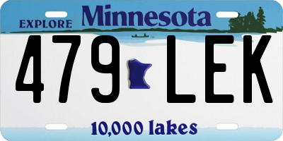 MN license plate 479LEK