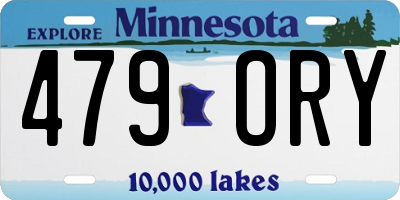 MN license plate 479ORY