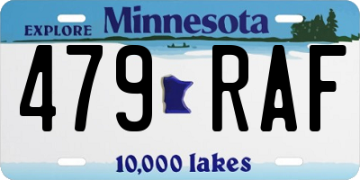 MN license plate 479RAF