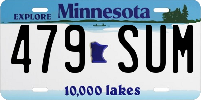 MN license plate 479SUM