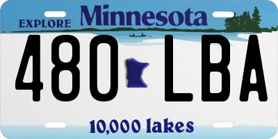 MN license plate 480LBA