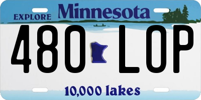 MN license plate 480LOP