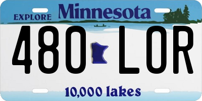 MN license plate 480LOR