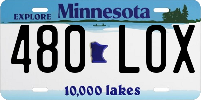 MN license plate 480LOX