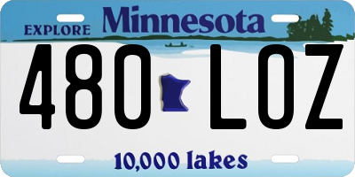 MN license plate 480LOZ