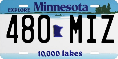 MN license plate 480MIZ