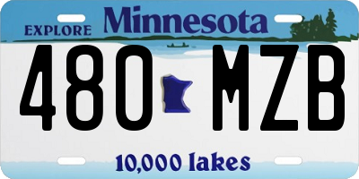 MN license plate 480MZB
