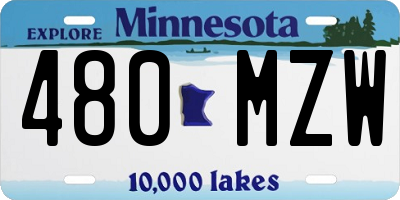 MN license plate 480MZW