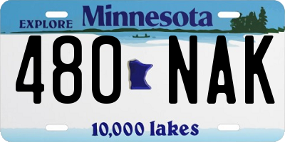 MN license plate 480NAK