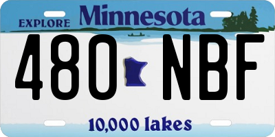 MN license plate 480NBF