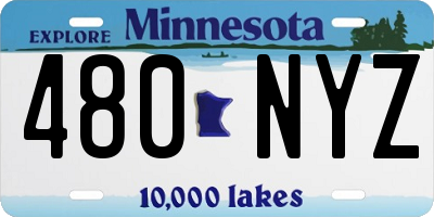 MN license plate 480NYZ