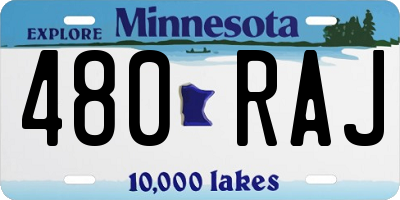 MN license plate 480RAJ