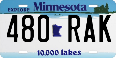MN license plate 480RAK