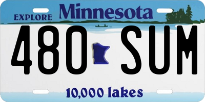 MN license plate 480SUM