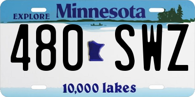 MN license plate 480SWZ