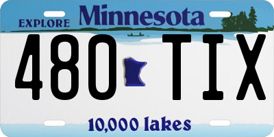 MN license plate 480TIX