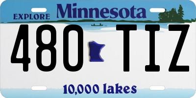 MN license plate 480TIZ