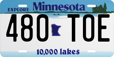 MN license plate 480TOE