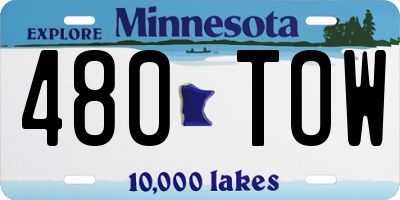 MN license plate 480TOW