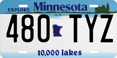 MN license plate 480TYZ