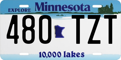 MN license plate 480TZT
