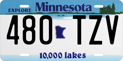 MN license plate 480TZV