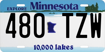 MN license plate 480TZW