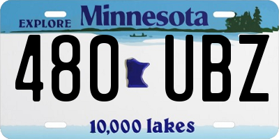 MN license plate 480UBZ