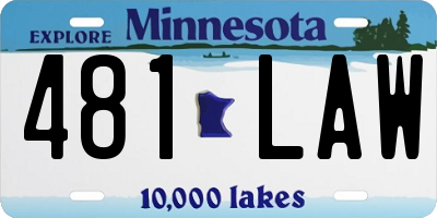 MN license plate 481LAW