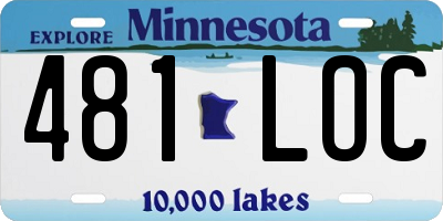 MN license plate 481LOC