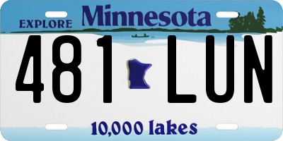 MN license plate 481LUN