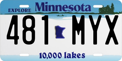 MN license plate 481MYX