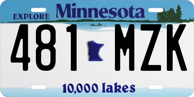 MN license plate 481MZK